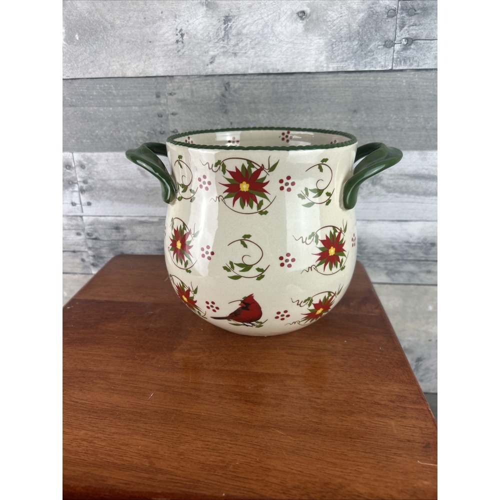 Temptations Seasonal Poinsettia Supersize Store & More Utensil Crock